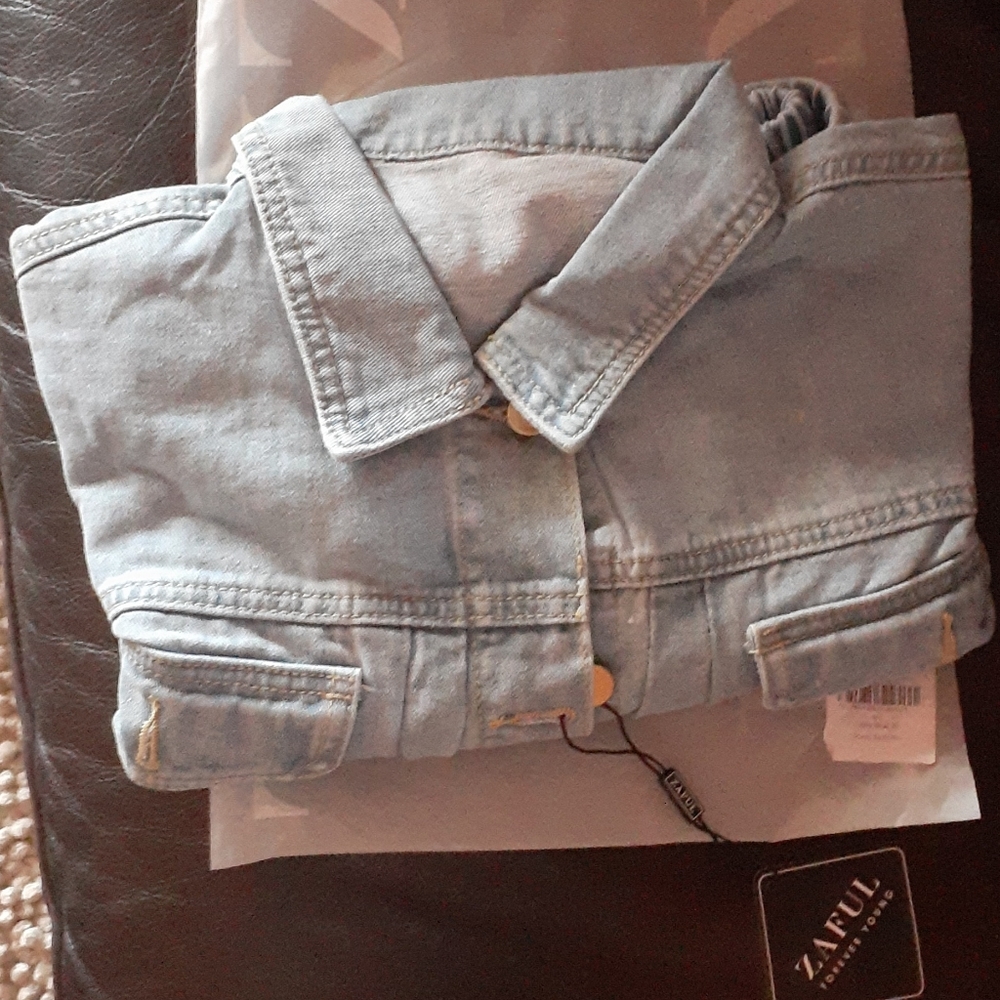 NWT Cropped Jeans Jacket Drawstring at waist